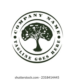 Root Leaf Family Tree of Life Oak Banyan Maple Stamp Seal Emblem Label logo design vector