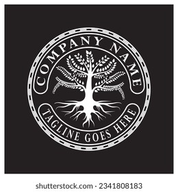 Root Leaf Familie Baum von Life Oak Banyan Ahornstempel Emblem Etikett Logo-Design Vektorgrafik