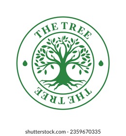 Root Leaf Family Tree of Life Oak Banyan Maple Stamp logo design vector