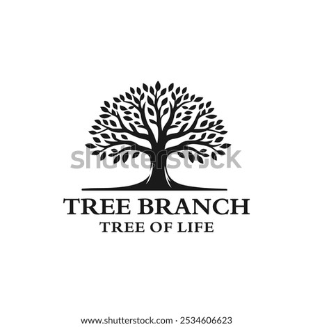 Root Leaf Family Tree of Life Oak Banyan Maple Stamp Seal Emblem Label logo design vector