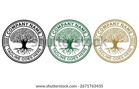 Root Leaf Family Tree of Life Oak Banyan Maple logo design vector template