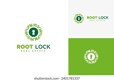 Root lock organic logo design vector, construction logo design template