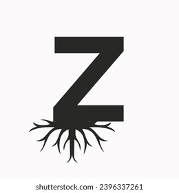 Root Logo On Letter Z, Ecology Roof Symbol Vector Template