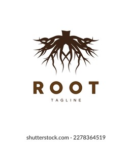 Root Logo, Tree Nature Plant Vector, Abstract Design, Icon Template Illustration