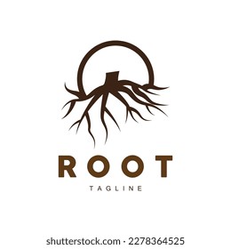 Root Logo, Tree Nature Plant Vector, Abstract Design, Icon Template Illustration