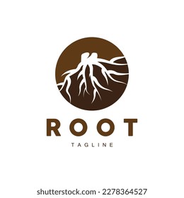 Root Logo, Tree Nature Plant Vector, Abstract Design, Icon Template Illustration