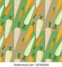 Root parsley, parsnip and carrot vector background