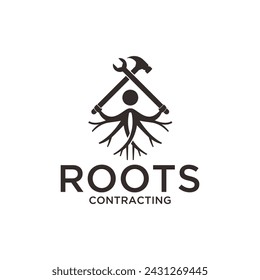 root people with key and hammer logo design	