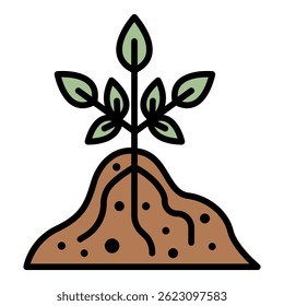 Root plant icon. Outline root plant vector icon color flat isolated