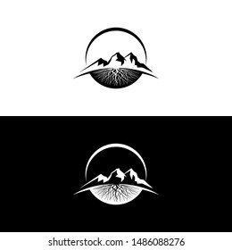 Root Rock black and white logo designs vector