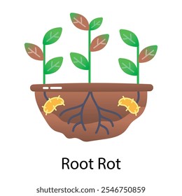 Root rot icon in flat style