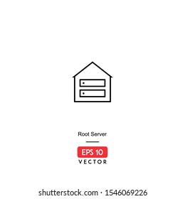 Root Server Icon. Network Hardware Isolated On White Background. With Line Style. Work Station Icon. EPS10 - Vector