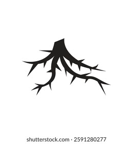 Root silhouette displaying intricate root system suitable for nature themed designs.