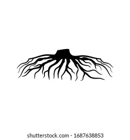 root silhouette, root icon.Black Roots. Vector Illustration.