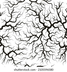 Root System Seamless Pattern, Underground Plant Silhouette. Branched Black Trees Or Plants Roots Vector Background Illustration. Tree Roots Pattern Seamless In Ground Drawing