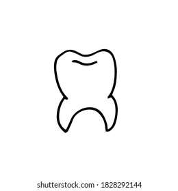Root tooth. Vector hand drawn doodle illustration. Black and white illustration.