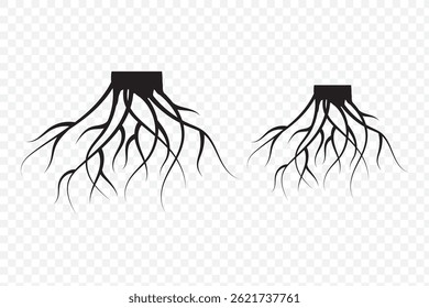 Root of the tree. Black silhouette. Vector illustration. EPS 10.