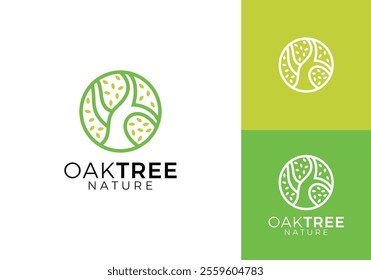 root tree circle logo design. simple creative caring for nature symbol icon vector