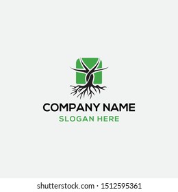 root tree logo design template. vector