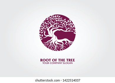 Root of the Tree logo illustrating a tree roots, branches. An excellent logo template highly suitable Beauty Salon, Fashion, Media business, Photography, etc.