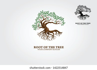 Root of the Tree logo illustrating a tree roots, branches. Excellent logo template for landscape, gardening, business or in numerous fields related to nature.