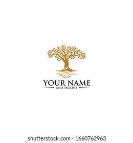 Root Of The Tree logo illustration. Vector silhouette of a tree