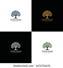 Root Of The Tree logo illustration. Vector silhouette of a tree templates of tree logo and roots, tree of life design illustration