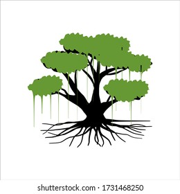 Root Of The Tree logo illustration. Vector silhouette of a tree.