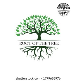 Root Of The Tree logo illustration. Vector silhouette of a tree