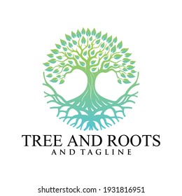 Root Tree Logo Illustration Vector Silhouette Stock Vector (Royalty ...