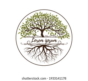 Root Of The Tree logo illustration. Vector silhouette of a tree.