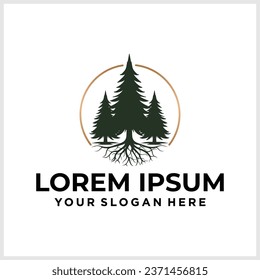 Root Of The Tree logo illustration. Vector silhouette of a tree.