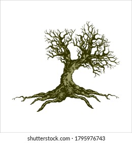 Root Of The Tree logo illustrazione. Silhouette vettoriale di un albero, Root Of The Tree Logo is a multipurpose logo. This logo can be used by law companies, landscape business, royalty brands.