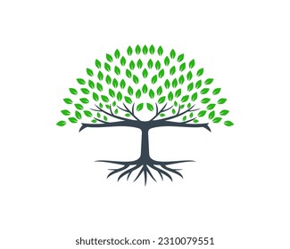 Root of the Tree logo vector illustration. Big Tree logo design inspiration isolated on white background. Natural and environmental icon
