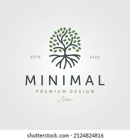 Root Of The Tree Minimal Logo Vector Symbol Illustration Design, Nature Tree Line Art Logo Design