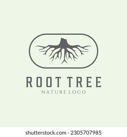 root tree minimalist logo vintage design badge