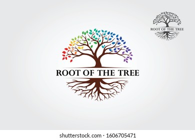 Root Of The Tree Rainbow - vector logo illustration. This logo symbolize a protection, peace,tranquility, growth, and care or concern to development.