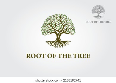 Root Of The Tree Vector Logo Illustration. The vector logo this beautiful tree is a symbol of life, beauty, growth, strength, and good health.