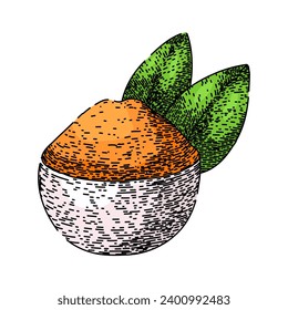 root turmeric hand drawn. fresh organic, spice dry, leaf medicine root turmeric vector sketch. isolated color illustration