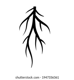 Root. Underground part of plant. Black icon.