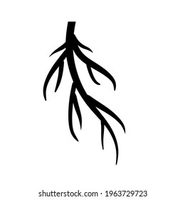 Root. Underground part of plant. Black icon.