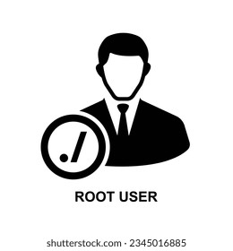 Root user icon.The root account has virtually unlimited access to all programs isolated on background vector illustration.