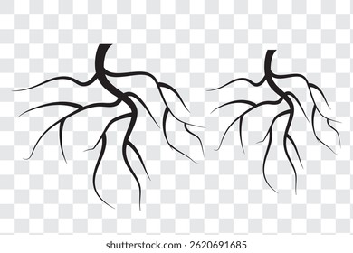 Arte vectorial de raíz, silueta de raíz, Ilustración vectorial de silueta de raíz 