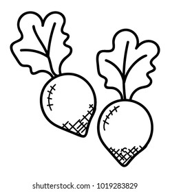 
Root vegetable, turnip hand drawn doodle icon
