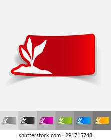 root-crop paper sticker with shadow. Vector illustration