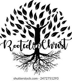 Rooted in Christ: Faith Scripture Bible Verse Vector Design