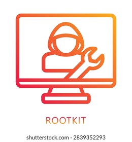 Rootkit Gradient Icon, Mini Illustration For Modern Concept, Print, Ui, Ux Kit, Web And App Development. Vector Related To Internet, Cyber Security.