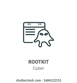 Rootkit outline vector icon. Thin line black rootkit icon, flat vector simple element illustration from editable cyber concept isolated stroke on white background