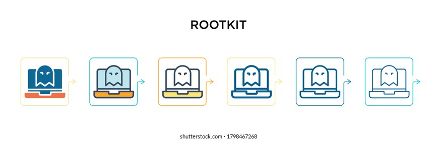 Rootkit vector icon in 6 different modern styles. Black, two colored rootkit icons designed in filled, outline, line and stroke style. Vector illustration can be used for web, mobile, ui