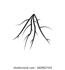 Roots black icon. Tree root vector illustration. Isolated on white.